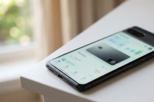 Смартфон с приложением для управления виртуальной банковской картой