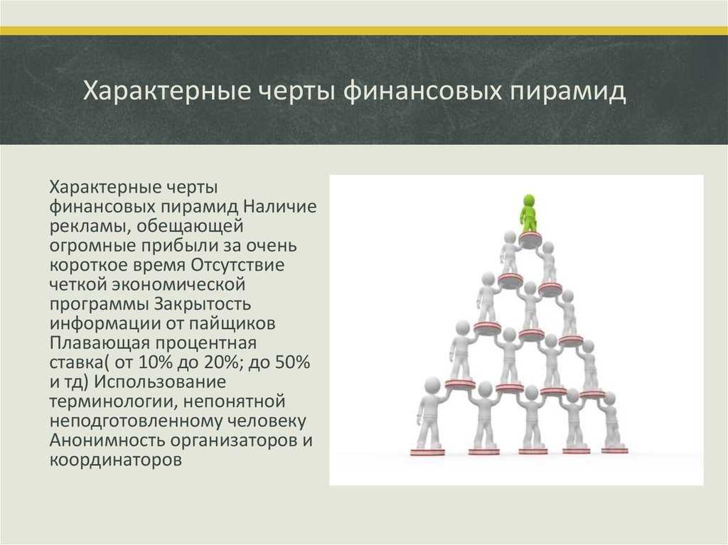 Перечислите признаки финансовой пирамиды