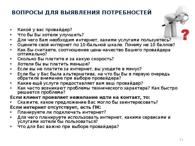 Примерный список вопросов